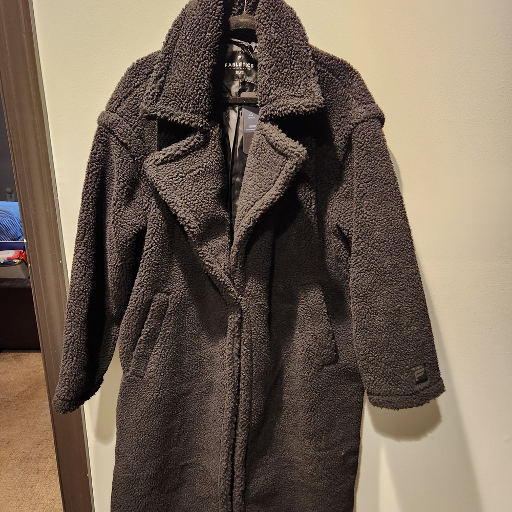 Fabletics Black Teddy Long Coat